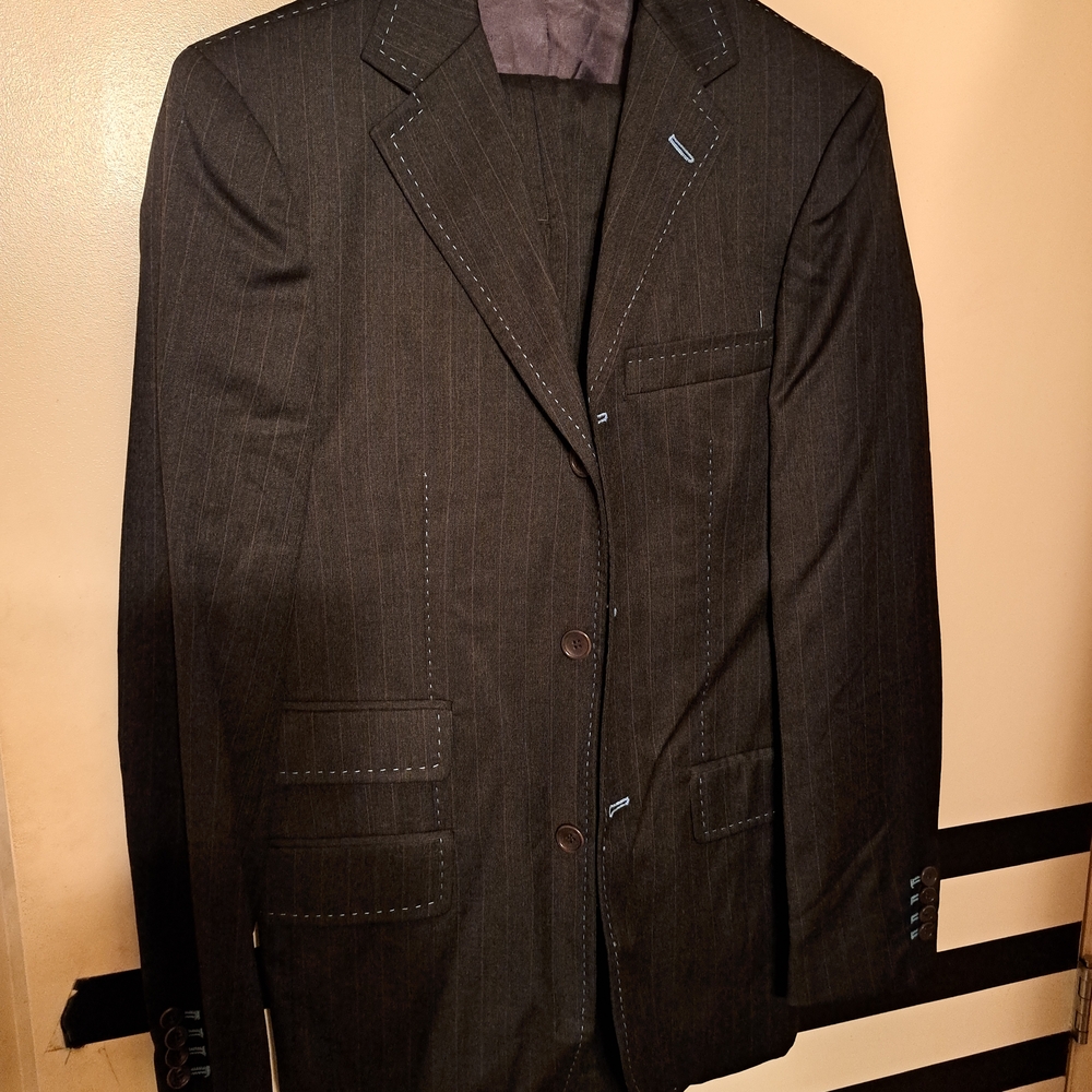 Daniele Alessandrini Dark Brown Pinstripe Suit